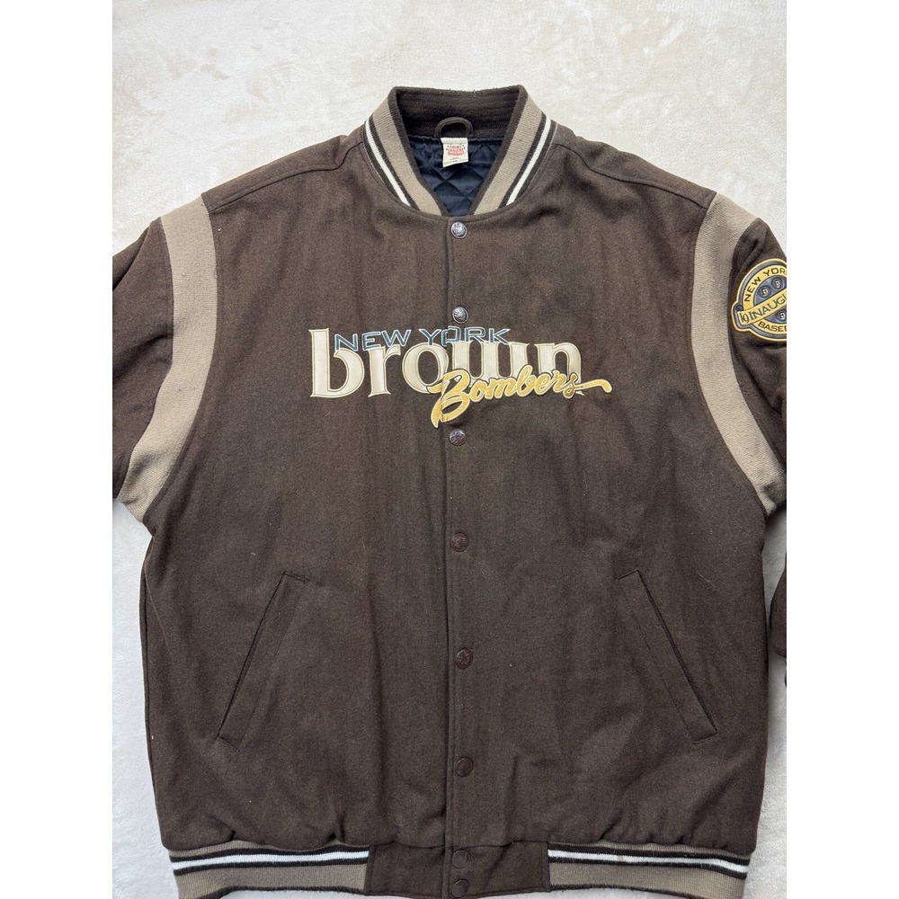 Negro Leagues Baseball Varsity Jacket Mens 3XL Brown New York Brown Bombers Wool